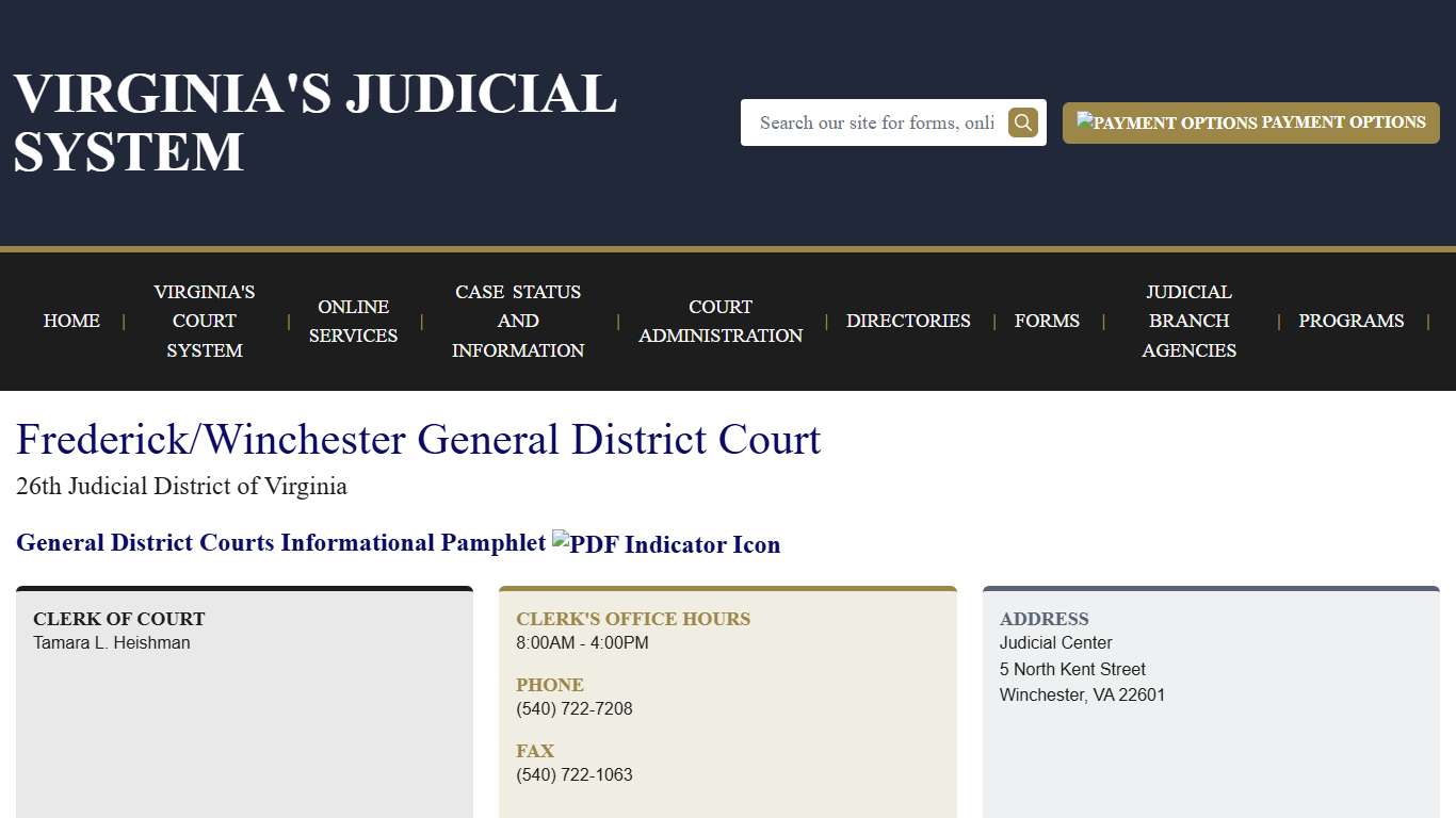 Frederick/Winchester General District Court | Virginia Court System