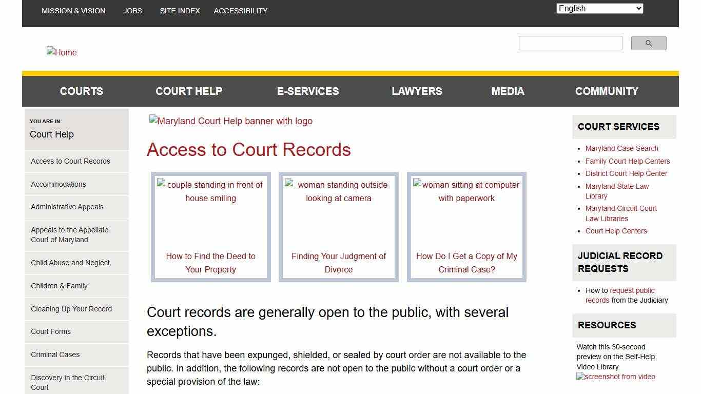 Access to Court Records | Maryland Courts