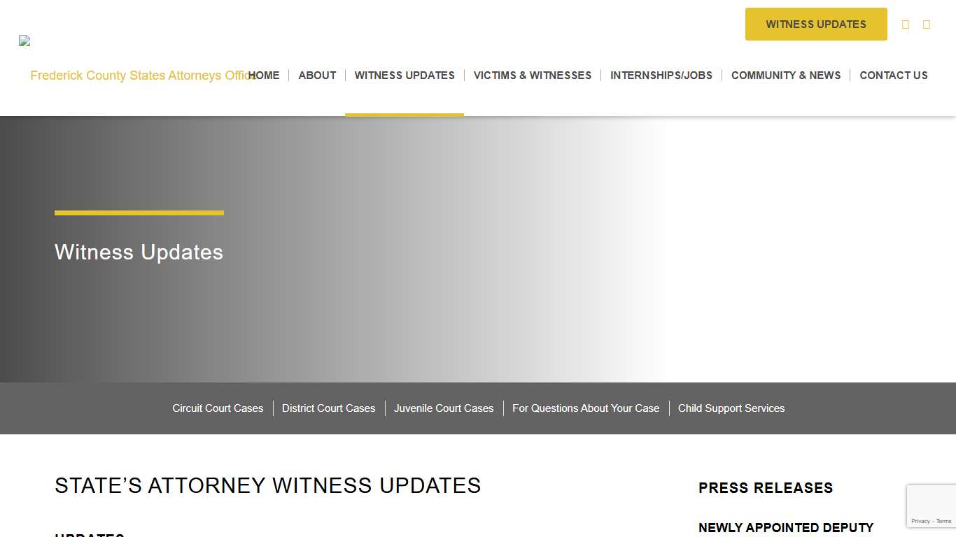 Witness Updates – Frederick County States Attorneys Office